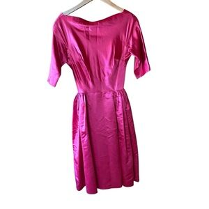 1950s Sadye’s Tulsa Elegant Pink Satin Princess Swing Dress‎